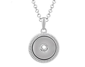 Snap Necklace Round Snap Necklace, 22.5" chain, Snap Jewelry, Silvertone.  Fits 18mm Ginger Snaps, Noosa, Magnolia & Vine, N4-V