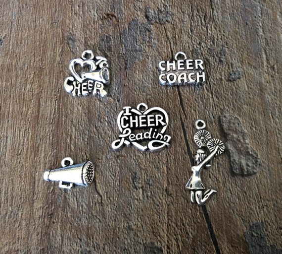 Cheer Charms, Cheerleader, Sports Charms, Silvertone, for Bracelet, Necklace, Earrings, Zipper Pull, Key Chain, Brooches, Bookmarks, Etc #22