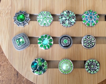 Green Snap Charms for Snap Jewelry.  Fits 18mm Ginger Snaps, Noosa, Magnolia & Vine, SC7