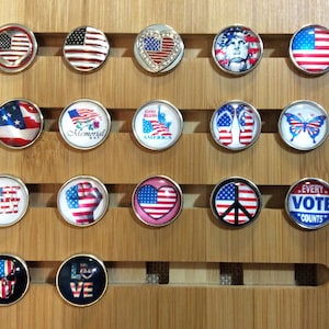 Patriotic Snaps, USA Flag, Liberty, Memorial Day, Fourth of July, America.  Fits 18-20mm Ginger Snaps, Noosa, Magnolia & Vine Chunks, SC28