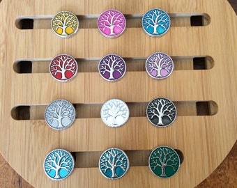 Tree of Life Snap Charms, Yellow, Pink, Blue, Red, Purple, Lavender, Grey, White, Black, Green, Teal, Fits 18mm Ginger Snaps, Magnolia  Vine