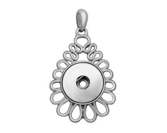 Snap Necklace Petals Snap Necklace, Silvertone. 24" Chain.  Fits 18mm Ginger Snaps, Noosa, Magnolia & Vine, N15-GB