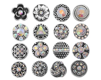 12mm Snaps, Aurora Borealis Snaps, Iridescent Snaps, White AB Snaps, Fits 12mm Ginger Snaps, Noosa, Magnolia & Vine, PS11