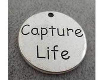 Capture Life Charm, Photographer Charms, Photography Charms, Travel Charm, Silvertone #36-22