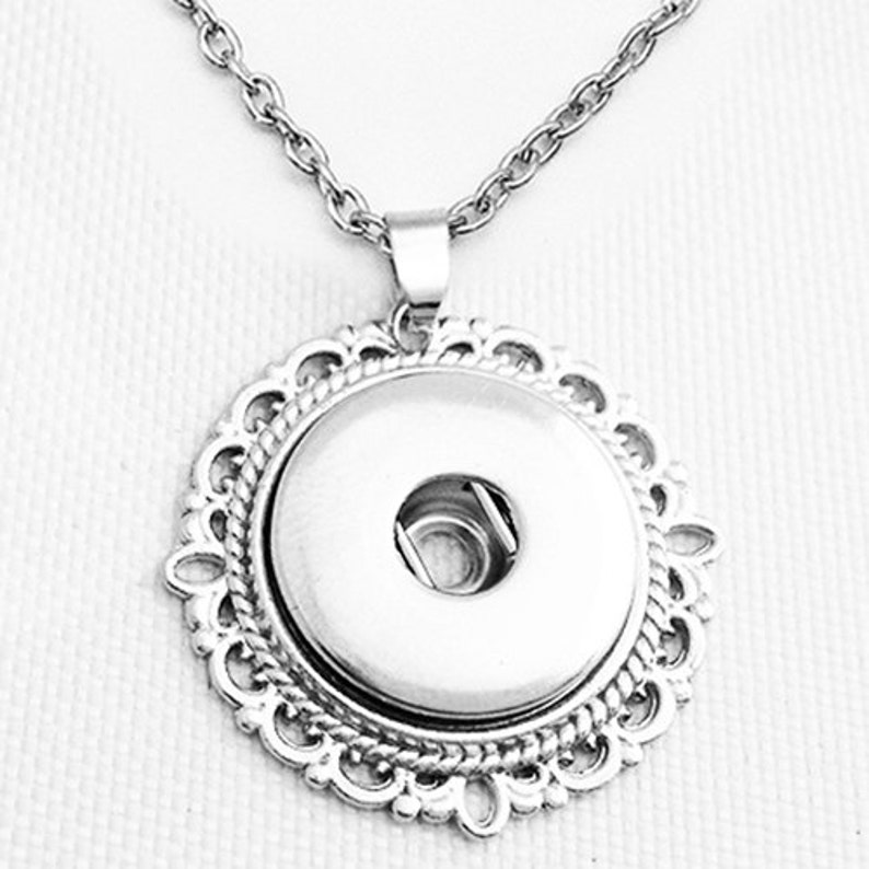 Snap Necklace Scalloped Edge Snap Jewelry Necklace 24 Etsy