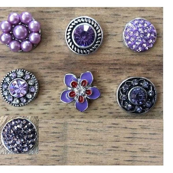 Lavender Snap Charms Purple Snap Charms for 12mm PETITE/MINI Snap Jewelry,  Fits 12mm Ginger Snaps, Noosa, Magnolia & Vine, PS3