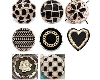 Black Snaps, Black and Gold Snaps, Snap Jewelry, Fits 18mm Ginger Snaps, Noosa, Magnolia & Vine, SC65