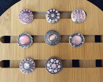 Snap Button Charms, Soft Pink snap charms for snap jewelry.  Fits 18-20mm Ginger snaps, Noosa, Magnolia & Vine, Chunks, Snap Popper, SC17