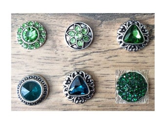Green Snap Charms, Teal Snap Charms for 12mm PETITE/MINI Snap Jewelry,  Fits 12mm Ginger Snaps, Noosa, Magnolia & Vine, PS9