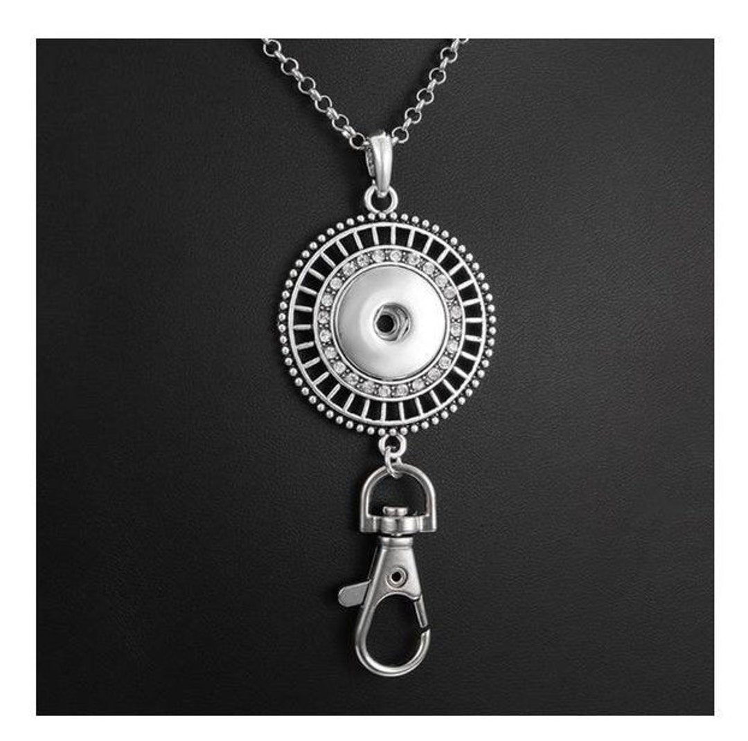 Lanyard Snap Necklace Badge Holder, Snap Lanyard, Rhinestones, 32 Chain