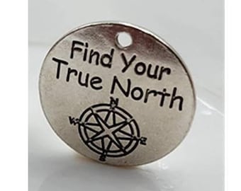 Find Your True North Charm, Silvertone #33-22