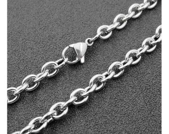 24" Chain or 32" Chain, Stainless Steel Necklace Chain, Non-Tarnish, Stainless Steel Chain, Silvertone, C3-B