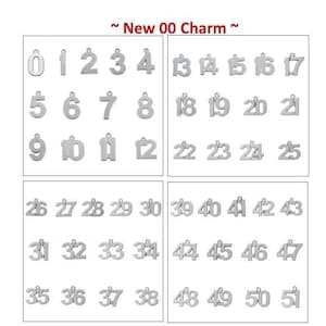 Number Charms, Stainless Steel or Alloy, Numbers 0 to 51, Numeric Charms For Bracelet, Necklace, Earrings, Zipper Pull, Key Chain, #17/18