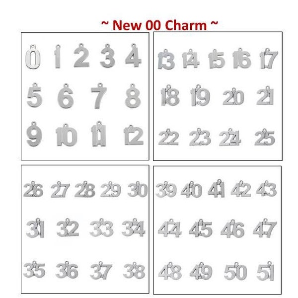 Number Charms, Stainless Steel or Alloy, Numbers 0 to 51, Numeric Charms For Bracelet, Necklace, Earrings, Zipper Pull, Key Chain, #17/18