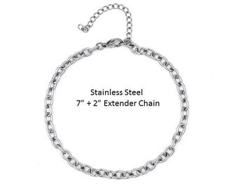 Link Chain Bracelet, Stainless Steel Link Chain Charm Bracelet, 7" + 2" Ext, Perfect for Adding your Favorite Charms, Charms NOT Inc, C4-IJ