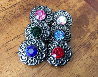 Snap Charms for 12mm PETITE/MINI Snap Jewelry, Pink, Green, Blue, Red, Aurora Borealis, Fits 12mm Ginger Snaps, Magnolia & Vine, PS11