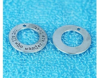 Not All Who Wander Are Lost Charm, Inspirational, Motivational, Word Charm, Message, Quote Charm, Silvertone #31-3
