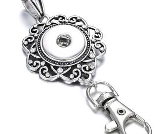 Lanyard Snap Necklace, Badge Holder  Pentagram, 30" Ball Chain, Silvertone.  Fits 18mm Ginger Snaps, Magnolia and Vine,  N17-A
