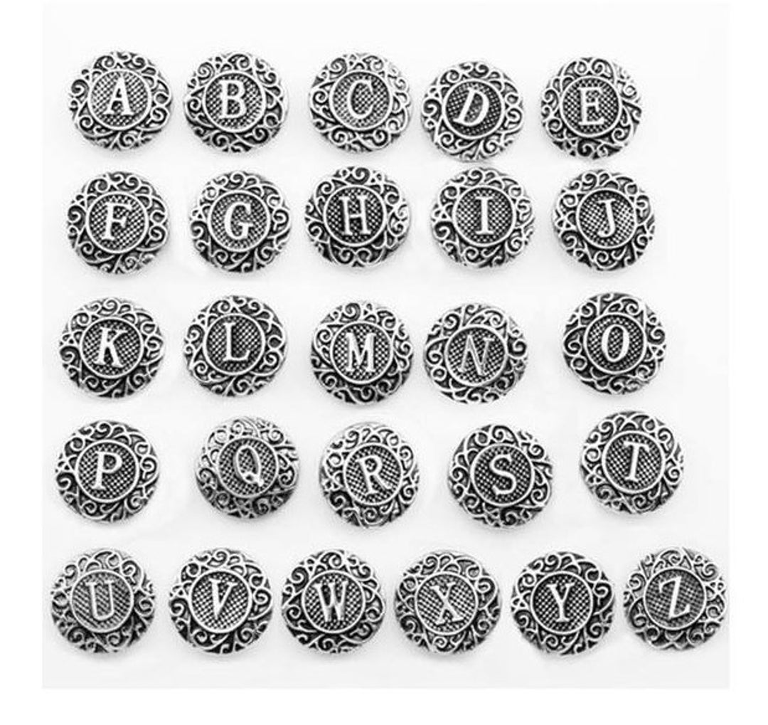 Snap Charms, Initials, Alphabet Snap Charms, Letters A to Z for Snap
