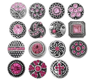 12mm Snaps, Pink Snaps, Light Pink Snaps, Hot Pink Snaps, Fits 12mm Ginger Snaps, Noosa, Magnolia & Vine, PS12