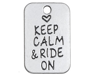 Keep Calm and Ride On Charm, Racing Charm, Biking Charm, Sports, Biker Charm, Car Racing Charm, Horseback Riding Charm,  Silvertone  #26