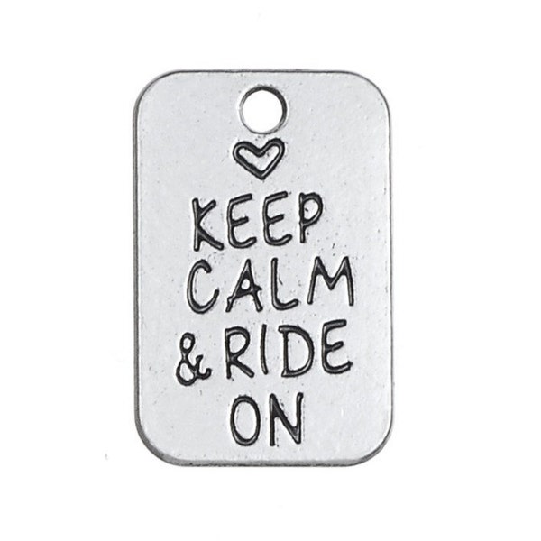 Keep Calm and Ride On Charm, Racing Charm, Biking Charm, Sports, Biker Charm, Car Racing Charm, Horseback Riding Charm,  Silvertone  #26