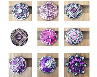 Pink & Purple Snap Charms for Snap Jewelry.  Fits 18-20mm Ginger Snaps, Noosa, Magnolia and Vine, SC21