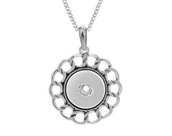 Snap Necklace Link Border Snap Necklace, 24" Link Chain, Silvertone, Fits 18-20mm Ginger Snaps Noosa Magnolia & Vine N21-A
