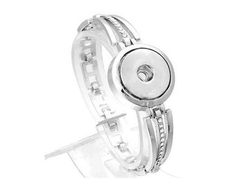 Snap Bracelet Rhinestone Link Snap Bracelet, Silvertone.  7". Fits 18-20mm Ginger Snaps, Noosa, Magnolia & Vine, B15-A