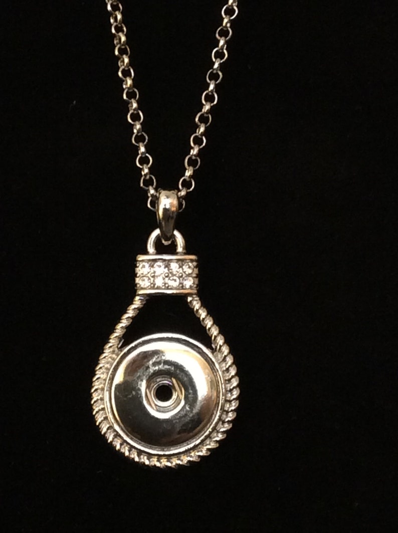 Snap Necklace Rhinestones Teardrop Silvertone 24 Link Etsy