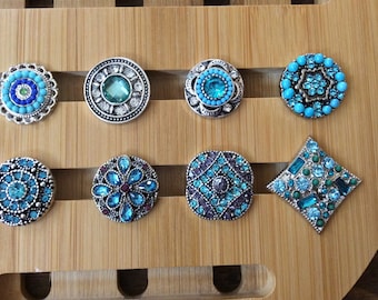 Blue Snap Charms, Snap Jewelry Charms, Snap Button Jewelry Charms for Snap Jewelry.  Fits 18mm Ginger Snaps, Noosa, Magnolia and Vine, SC4