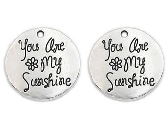 You Are My Sunshine Charm, Inspirational, Motivational Charm, Word Charm, Message Charm Silvertone #27-1