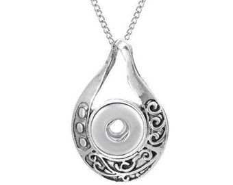 Snap Necklace, Silvertone, 24" Chain, Fits 12mm PETITE/MINI Ginger Snaps, Noosa, Magnolia & Vine NP2-A