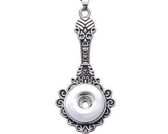 Snap Necklace 24" Link Chain, Snap Jewelry Necklace, Silvertone.  Fits 18mm Ginger Snaps, Noosa, Magnolia & Vine, N7-B