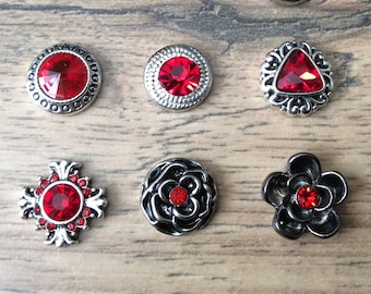 Red Snap Charms, Red Snaps for 12mm PETITE/MINI Snap Jewelry,  Fits 12mm Ginger Snaps, Noosa, Magnolia & Vine, PS7