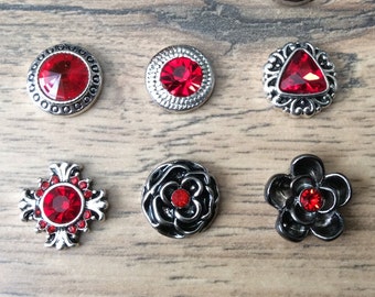 Red Snap Charms, Red Snaps for 12mm PETITE/MINI Snap Jewelry,  Fits 12mm Ginger Snaps, Noosa, Magnolia & Vine, PS7