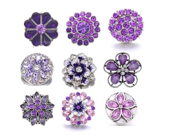 Snap Charms Purple, Lavender Snap Buttons for Snap Jewelry, Fits 18-20mm Ginger Snaps, Noosa, Magnolia & Vine, SC13-BL/GB