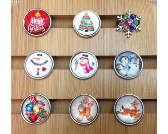 Christmas Snap, Snow Flake Snap, Snowman Snap, Gingerbread Man Snaps, Christmas Tree Snap, Fits 18mm Ginger Snaps, Magnolia & Vine, SC31