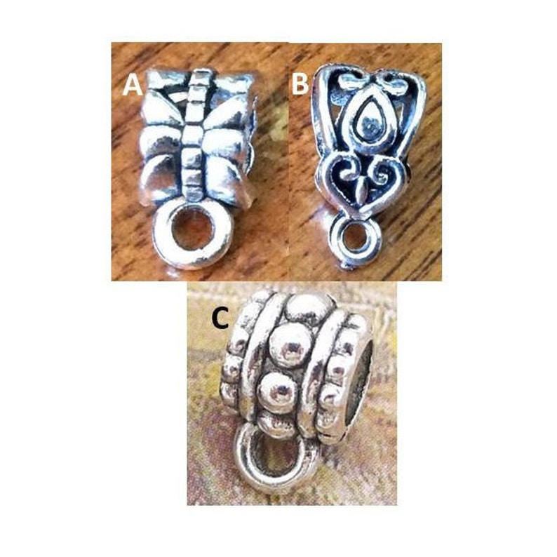 Pendant Bail Necklace Bail Bail Bead 5 Pcs Silvertone Etsy