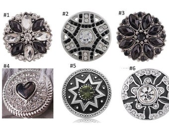 Black Snaps, Black and White Snaps, Snap Jewelry, Fits 18mm Ginger Snaps, Noosa, Magnolia & Vine, SC59-GB/P