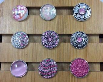 Snap Button Pink Snap Charms, Soft Pink Snap Charms for Snap Jewelry.  Fits 18mm Ginger Snaps, Noosa, Magnolia & Vine, others, SC17