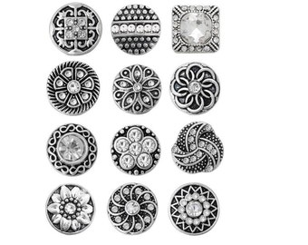 12mm Snaps, White Snaps,  Crystal Snaps, Fits 12mm Ginger Snaps, Noosa, Magnolia & Vine, PS2