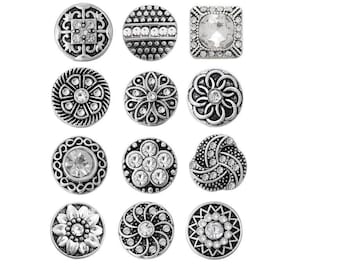 12mm Snaps, White Snaps,  Crystal Snaps, Fits 12mm Ginger Snaps, Noosa, Magnolia & Vine, PS2