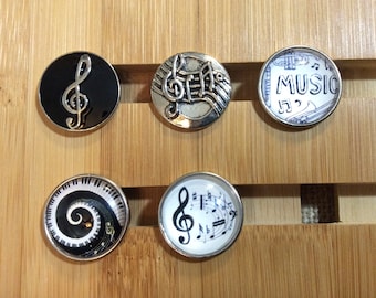 Music Snaps, Musical Note Snap, Piano Snap for snap jewelry.  Fits 18-20mm Ginger Snaps, Noosa, Magnolia & Vine, SC26