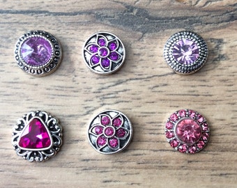 Fuchsia Snap Charms, Pink Snap Charms for 12mm PETITE/MINI Snap Jewelry,  Fits 12mm Ginger Snaps, Noosa, Magnolia & Vine, PS4