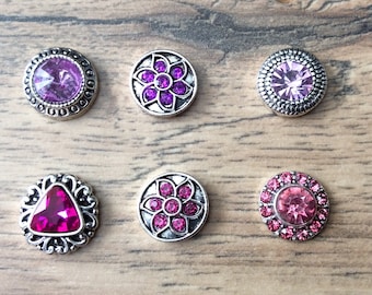 Fuchsia Snap Charms, Pink Snap Charms for 12mm PETITE/MINI Snap Jewelry,  Fits 12mm Ginger Snaps, Noosa, Magnolia & Vine, PS4