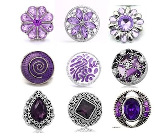 Purple Snap Charms, Lavender Snap Charms,  Fits 18MM - 20mm Ginger Snaps, Noosa, Magnolia and Vine, SC61