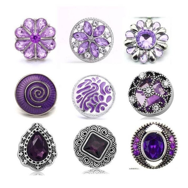 Purple Snap Charms, Lavender Snap Charms,  Fits 18MM - 20mm Ginger Snaps, Noosa, Magnolia and Vine, SC61