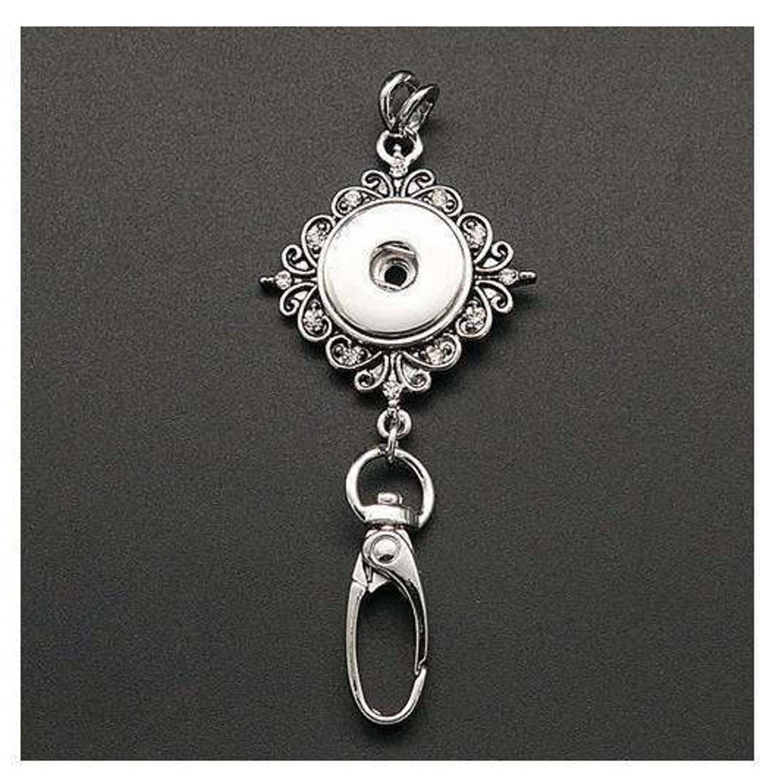 Lanyard Snap Necklace, Badge Holder Rhinestone Swirls 28 Chain 2 Ext