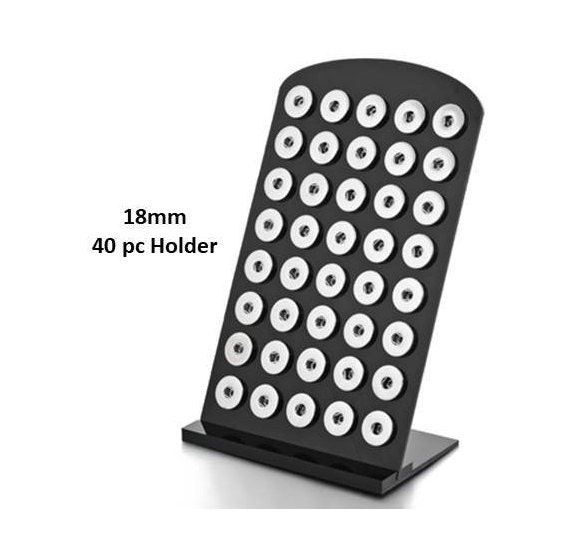 Snap Organizer for snap jewelry, Black Acrylic Snap Display, 40 Button